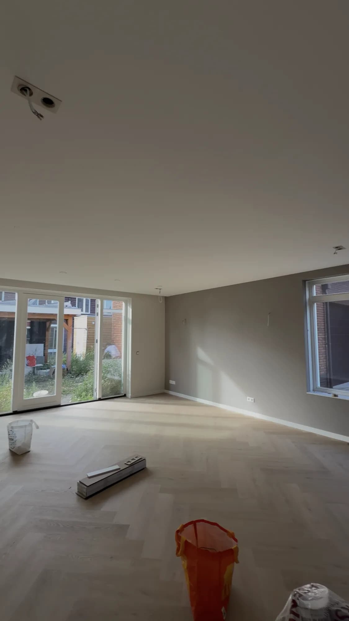 Living room while laying the new floor
