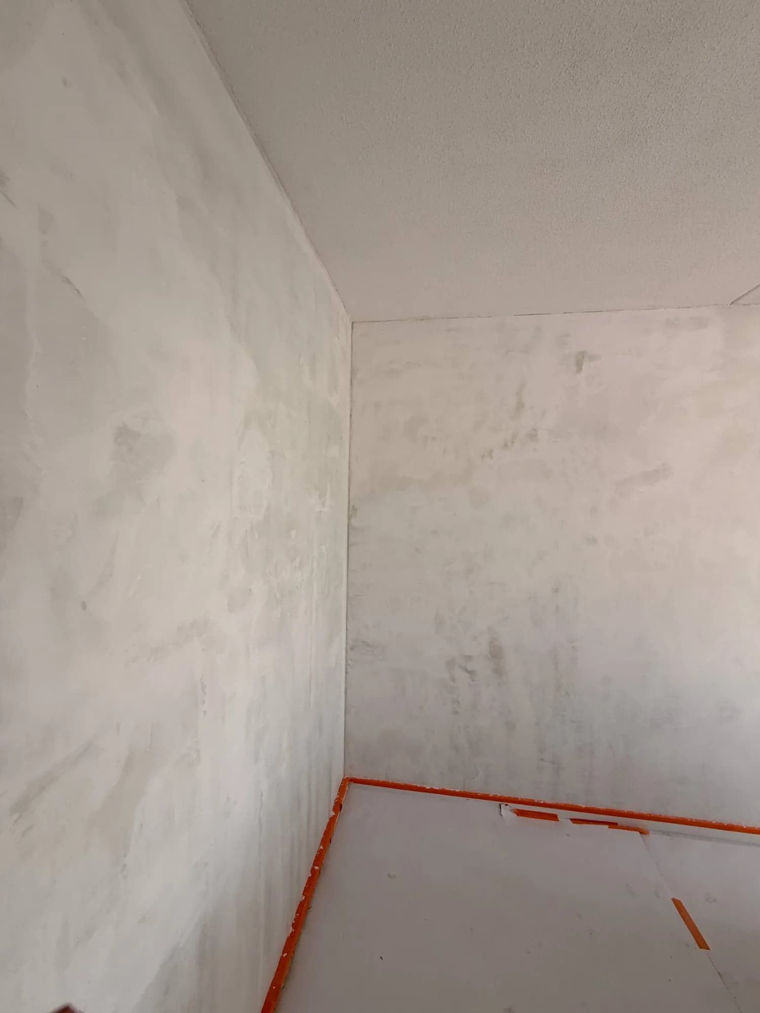 Freshly plastered walls, drying