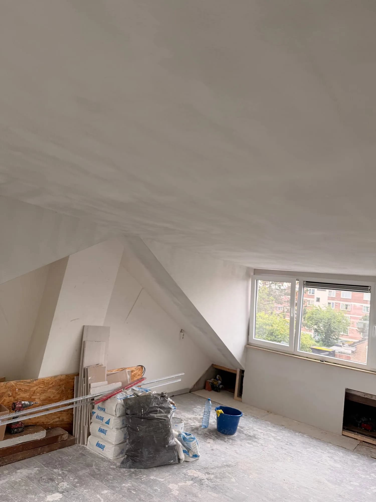 Attic floor during the renovation